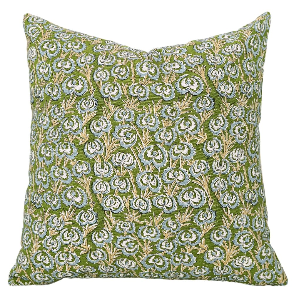 Cotton Farmhouse Block print pillow Cover - Heart Vine