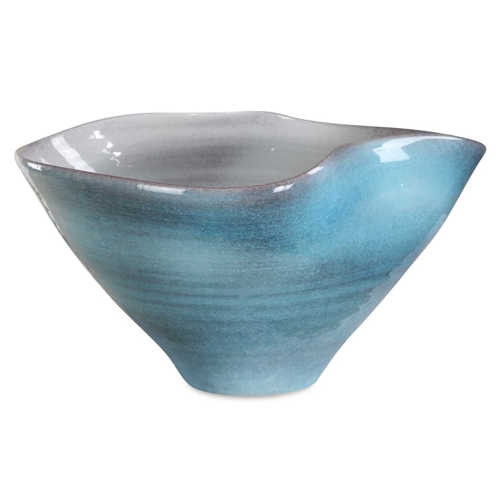 Uttermost Blue Crest Ceramic Bowl - 17"W x 13.5"D x 9"H