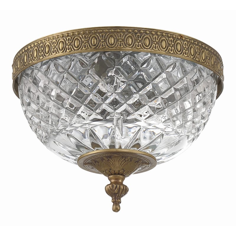 Crystorama 2 Light Crystal Flush Mount - 8"W x 8"H x 8"D