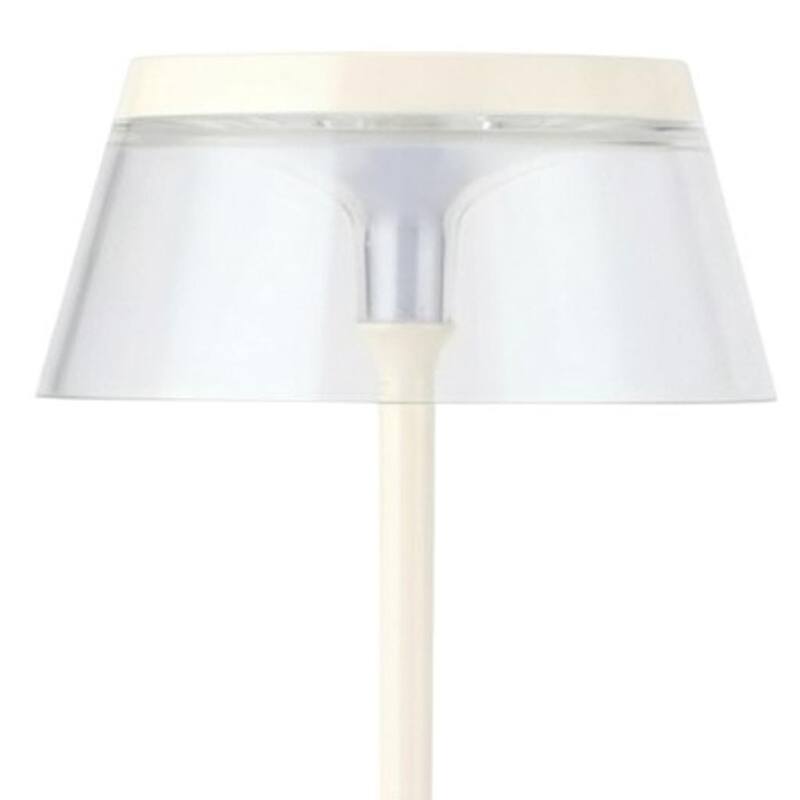 HomeRoots 11" White Geometric Modern Industrial Battery Operated Desk Lamp - 5.00 in. x 10.50 in. x 5.00 in.