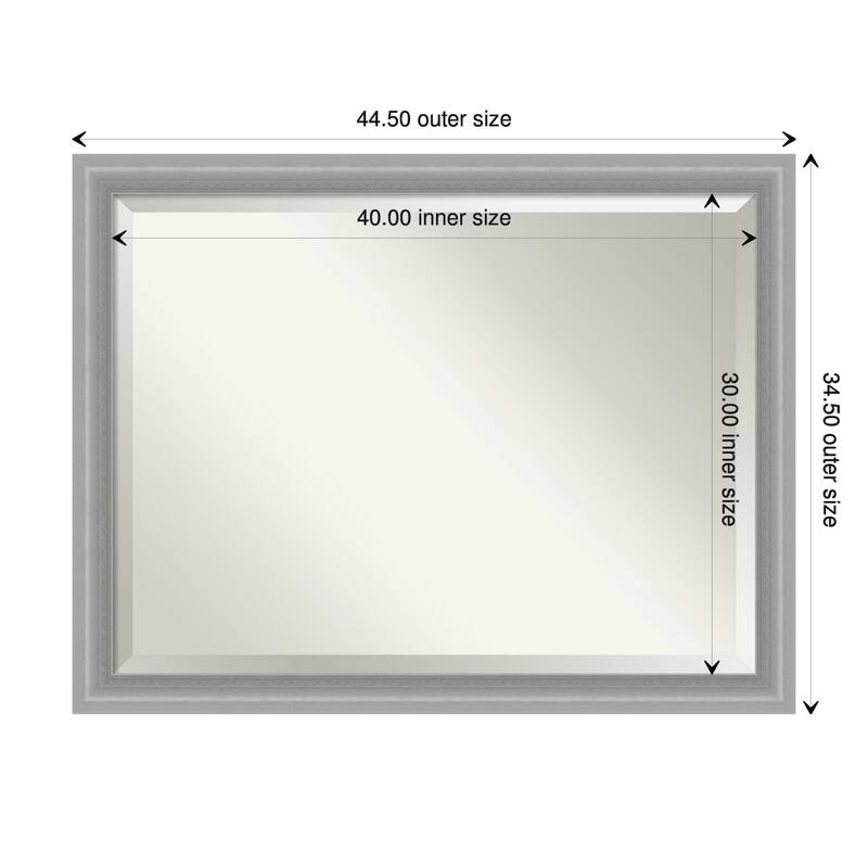Beveled Wall Mirror - Peak Polished Nickel Narrow Frame - Peak Polished Nickel Narrow - 44.5 x 34.5-inch
