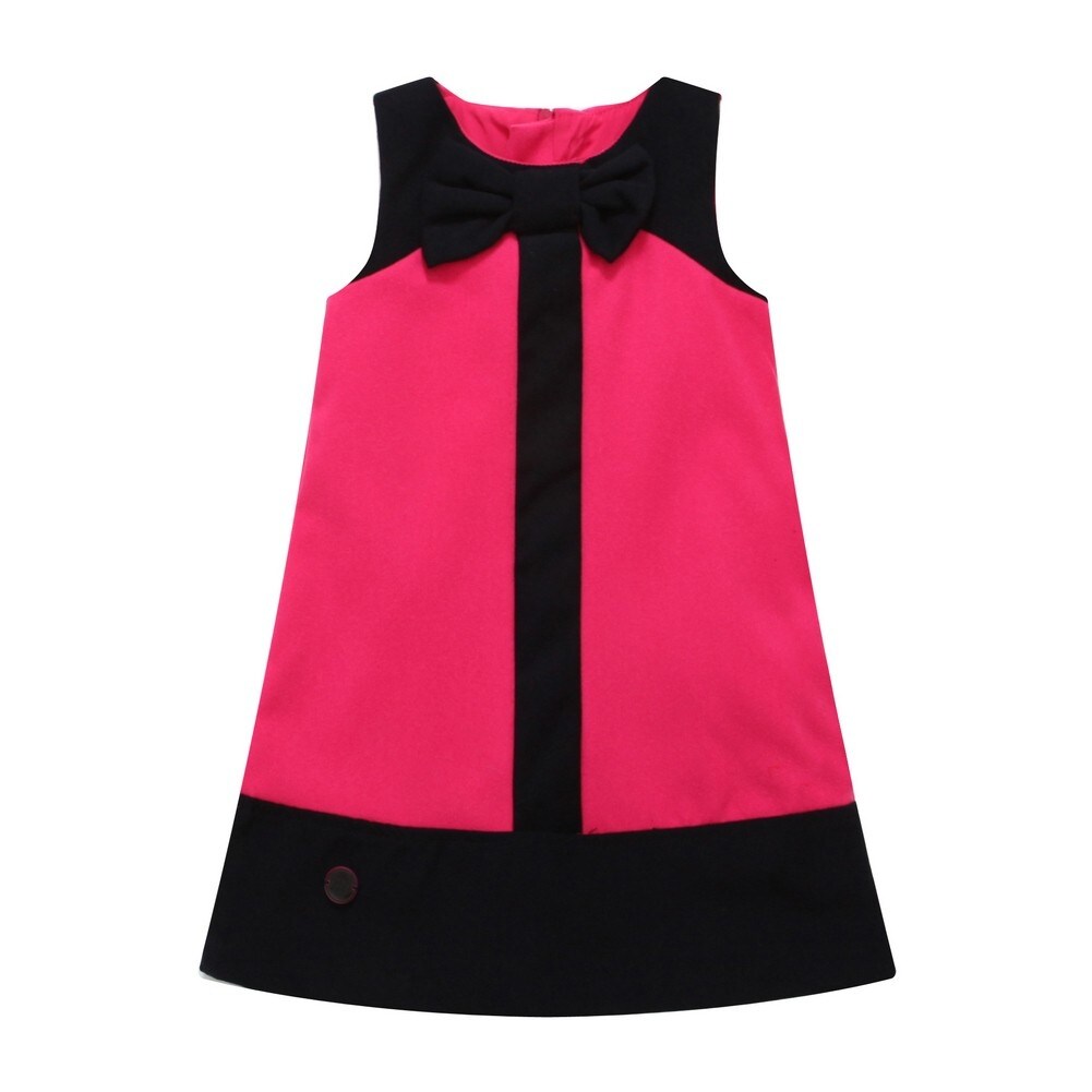 Shop Richie House Baby Girls Pink Black Paneled Bow Dress 12m
