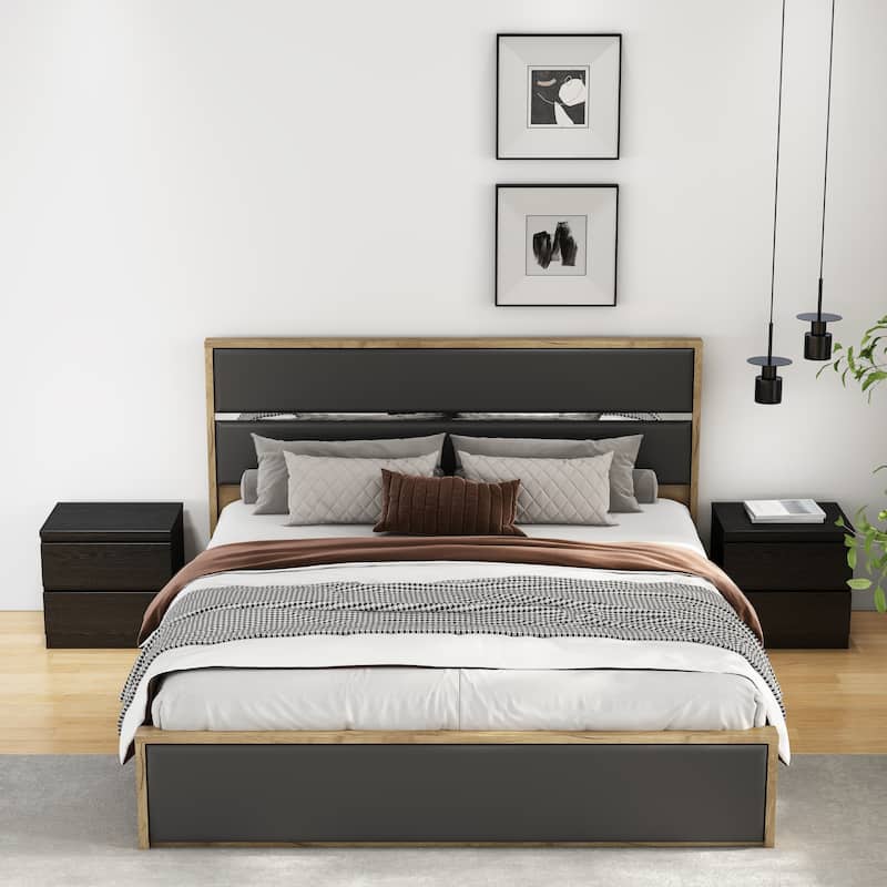 19.7"Nightstand with 2 Drawers, Beside Table with Drawers Handle Free Design,Thickened Top Plate, for Bedroom,Living Room