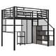 preview thumbnail 7 of 14, Black Full Size Metal Loft Bed with Wardrobe, Desk, and Storage Shelves