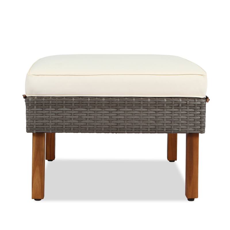 9-Piece PE Rattan Sectional Set with Acacia Legs & Coffee Table