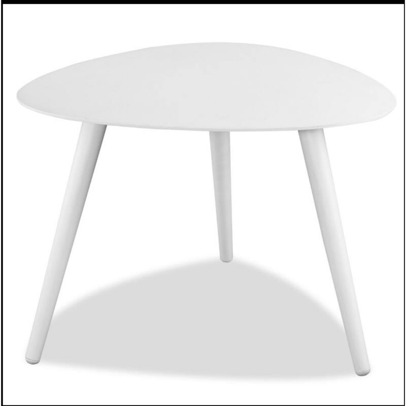 Small White Metal End Table Modern Triangle Side Table for Living Room - 17” x 19” x 14”
