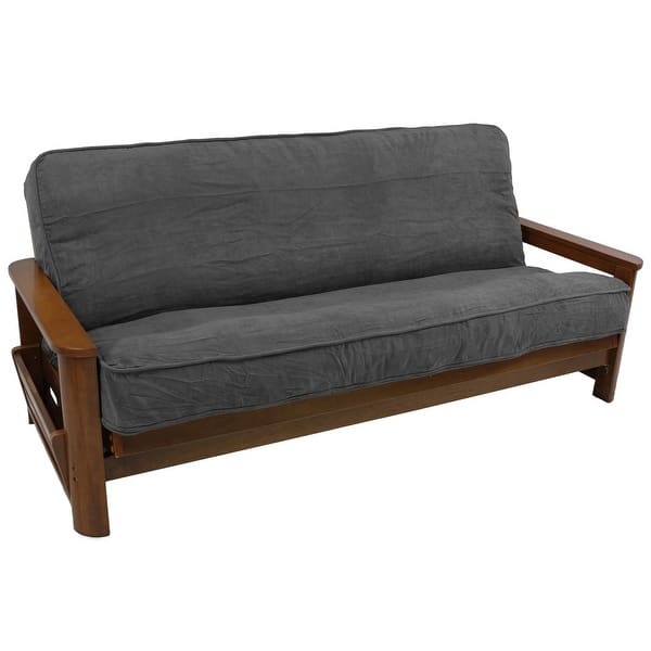 slide 2 of 2, Microsuede Corded Full-Size 8-10 Inch Thick Futon Cover Only - Full Steel Grey