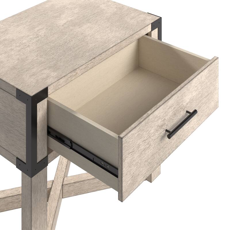 Mendocino Wood Finish X-Base End Table with Drawer by iNSPIRE Q Classic