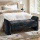preview thumbnail 25 of 30, Elizabeth Modern Chenille Fabric Upholstered Bench with MInimal Assembly By HULALA HOME Black