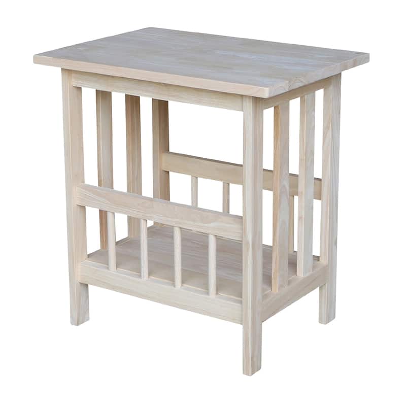 Unfinished Solid Parawood Mission Magazine End Table - Unfinished - Wood