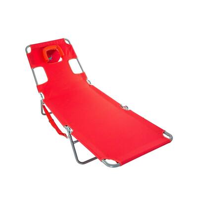 Chaise Lounge Folding Beach Chair, Red