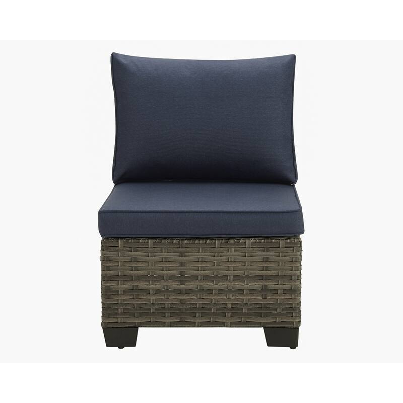 6-Piece Outdoor Wicker Sectional Sofa Set With Cushions And Coffee Table