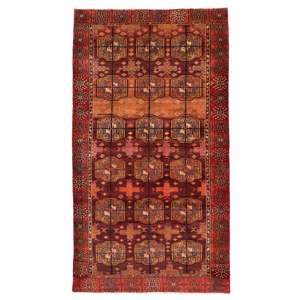 ECARPETGALLERY Hand-knotted Melis Vintage Burgundy Wool Rug - 5'1 x 9'4