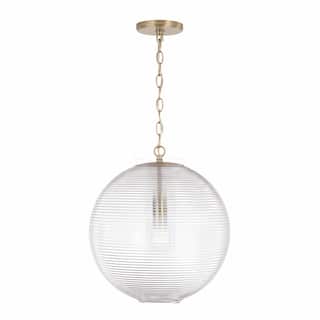 Dolan 1-light Pendant w/ Clear Ribbed Glass