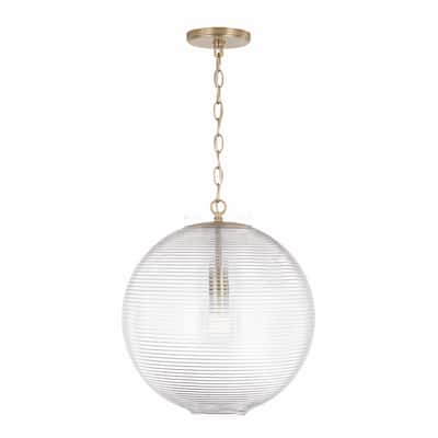 Dolan 1-light Pendant w/ Clear Ribbed Glass