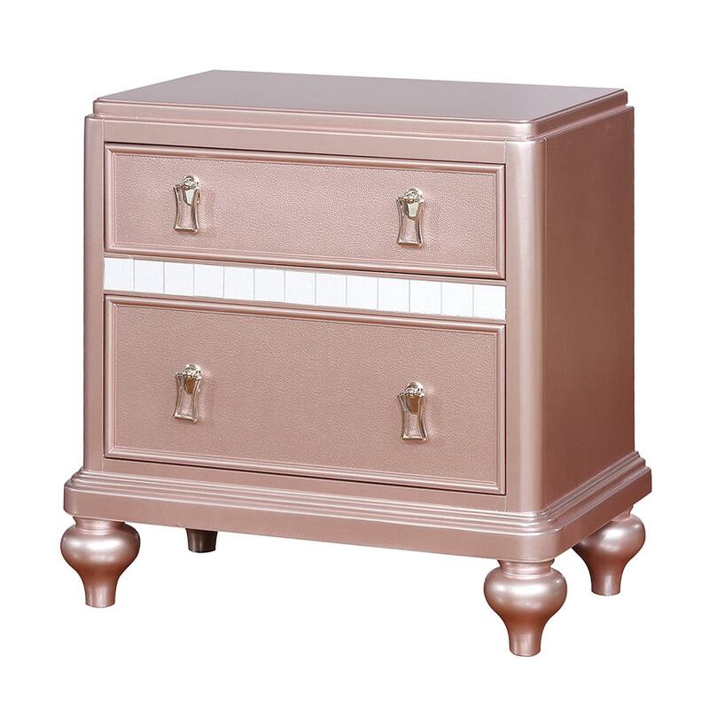 Pink 2 Drawer 28 in. W Nightstand with Trimmed Edge Design