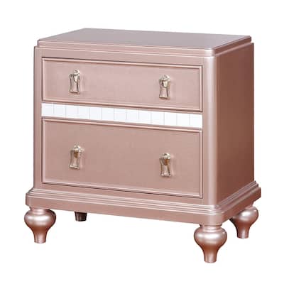 Pink 2 Drawer 28 in. W Nightstand with Trimmed Edge Design