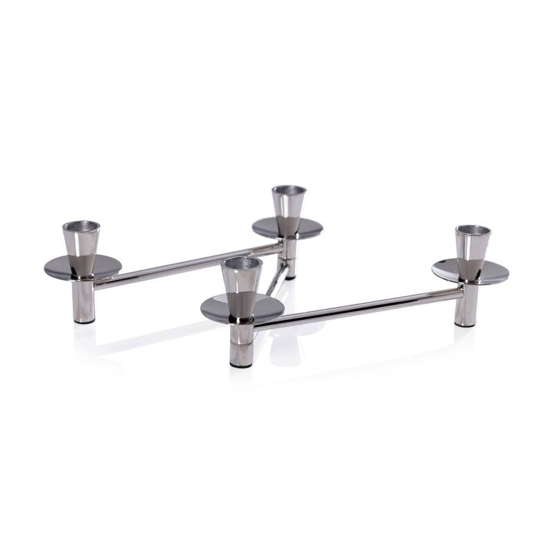 Méduse Expandable 4-Piece Taper Candle Holder Set - Nickel