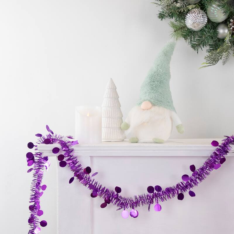 Tinsel Polka Dot Commercial Christmas Garland 50' x 1.5" Purple Unlit