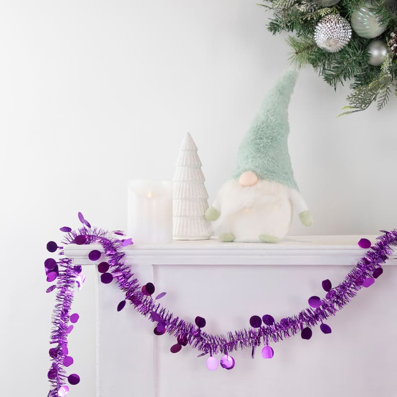 50' x 1.5" Tinsel Christmas Garland with Polka Dots - Unlit