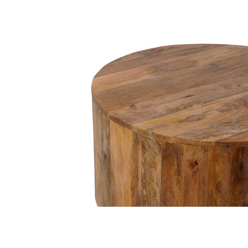 Solid Round Wooden Coffee Table - 30" - Brown