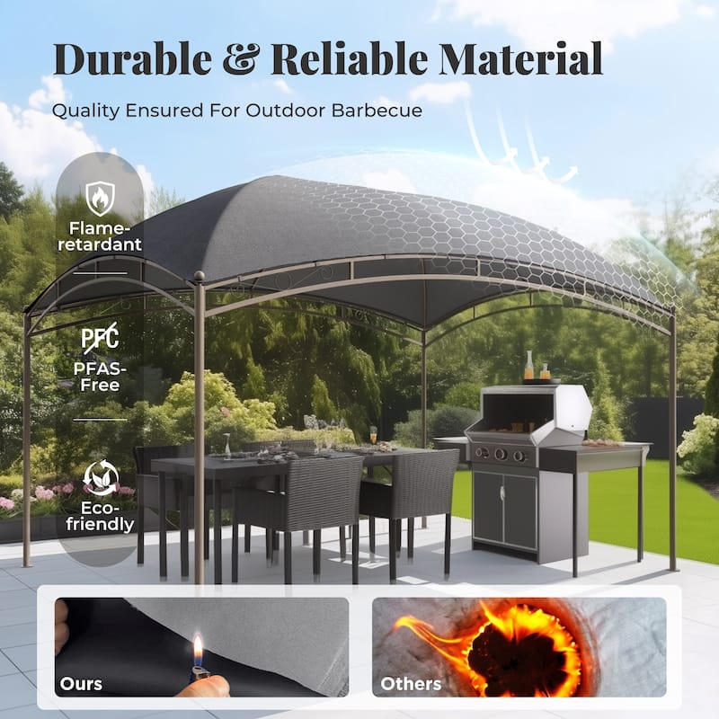 10 x13 FT Outdoor Gazebo Waterproof Arc Patio Canopy with Permanent Galvanized Iron Pipe Frame