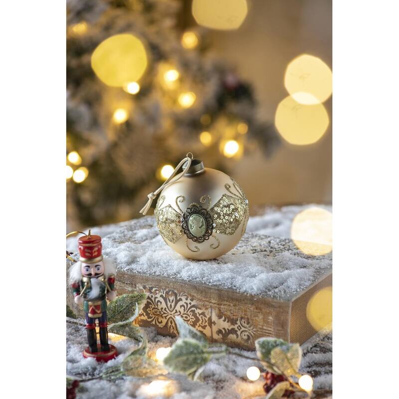 D3.9" Christmas Ball Ornaments, Glass Decorative Hanging Ball Christmas Tree Ornaments for Holiday Decorations, Set of 6