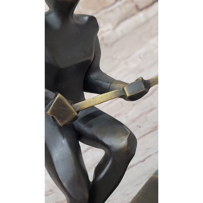 Bronze Metal Hockey Player Trophy Sculpture Statue Figurine On Marble Base