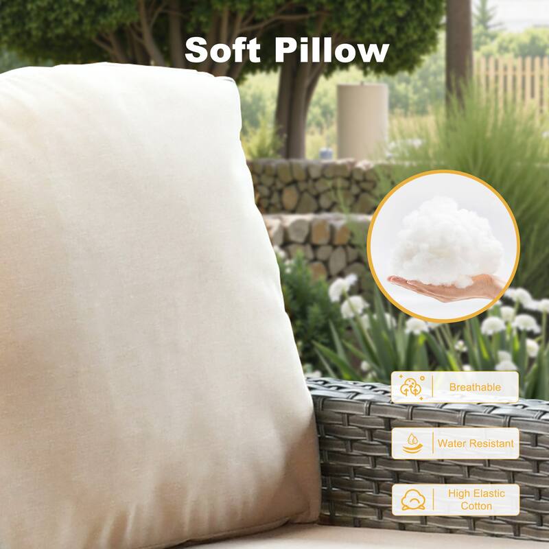 OVIOS 5 Piece Outdoor Wicker Loveseat Rocking Chair Set