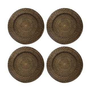 ChargeIt By Jay Round Rattan Brick Brown 13 Inch Charger (Set of 4 ...