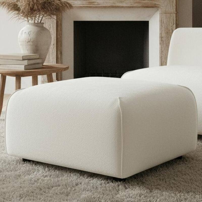Roomfitters Plush Square Ottoman, Upholstered Footrest and Stool, Minimalist Extra Seating, Solid Wood Base