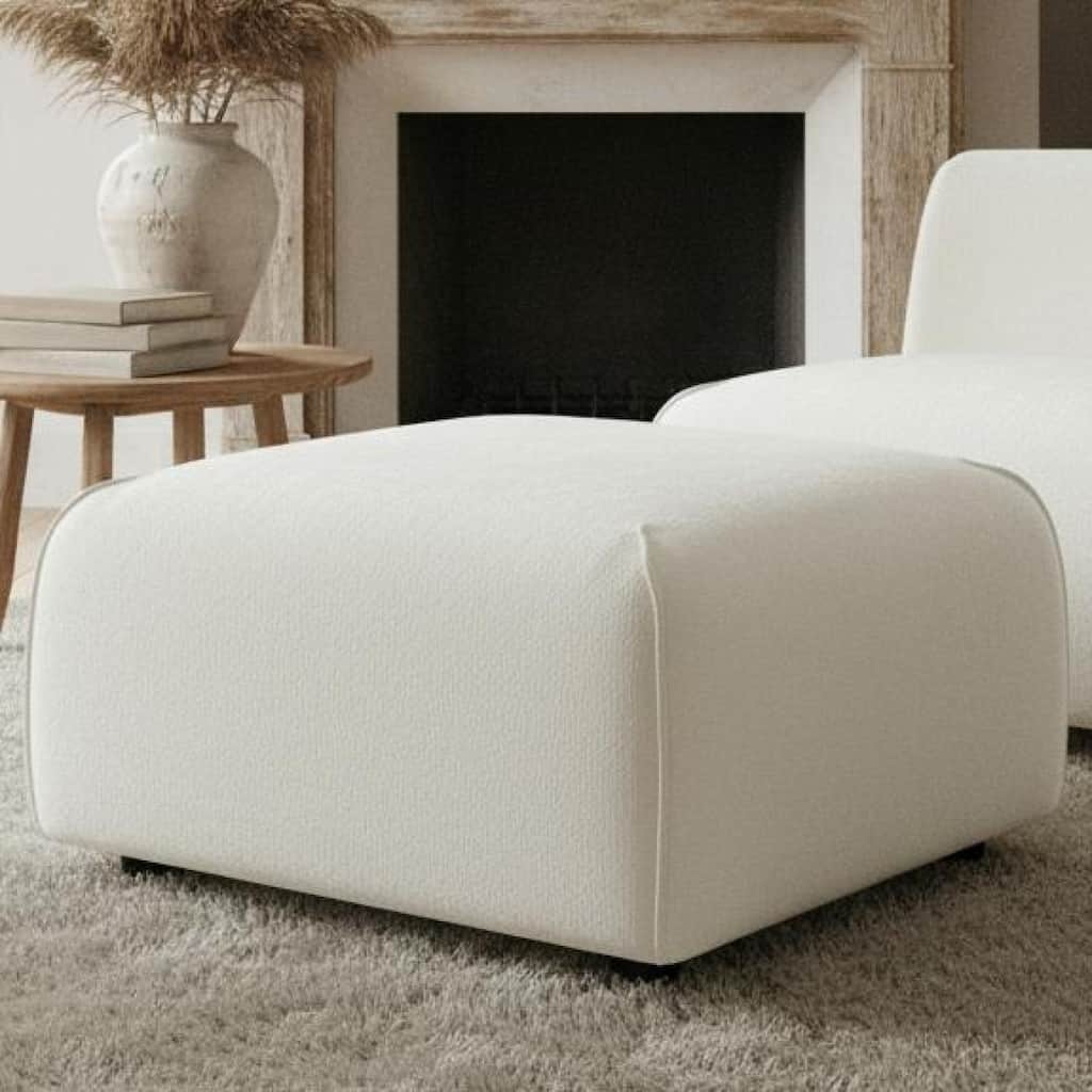 Roomfitters Plush Square Ottoman, Upholstered Footrest and Stool, Minimalist Extra Seating, Solid Wood Base