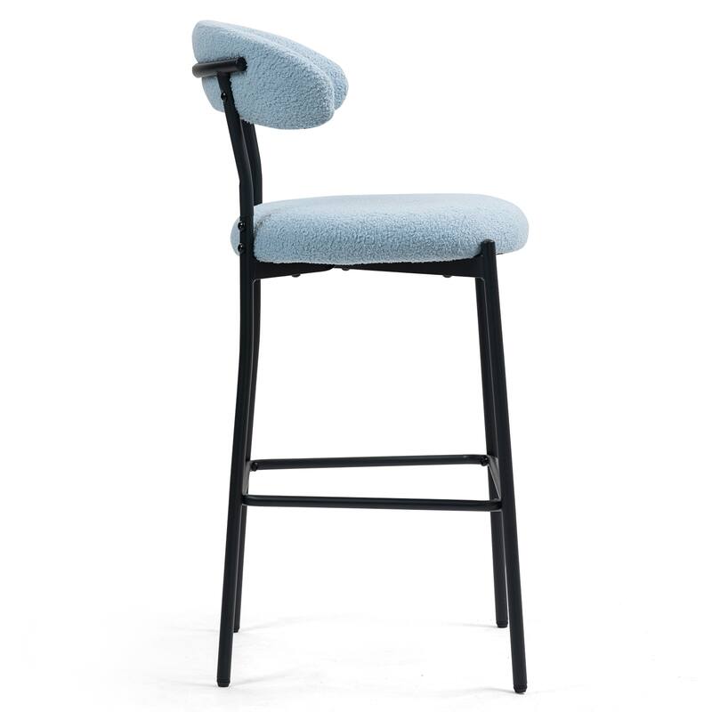 26'' Counter height bar stools Teddy fabric cover kitchen island counter bar stool with black powder coating base and footrest