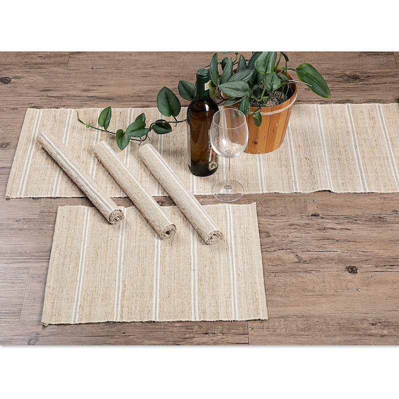 Novica Handmade Off-White Aroma Cotton Blend Table Runner And Placemats (5 Pieces)