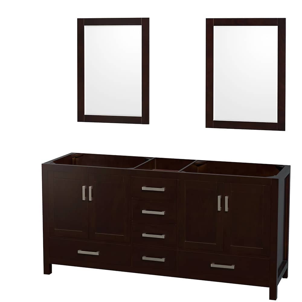 Wyndham Collection Sheffield 72" Hardwood Vanity Cabinet and Two 24"