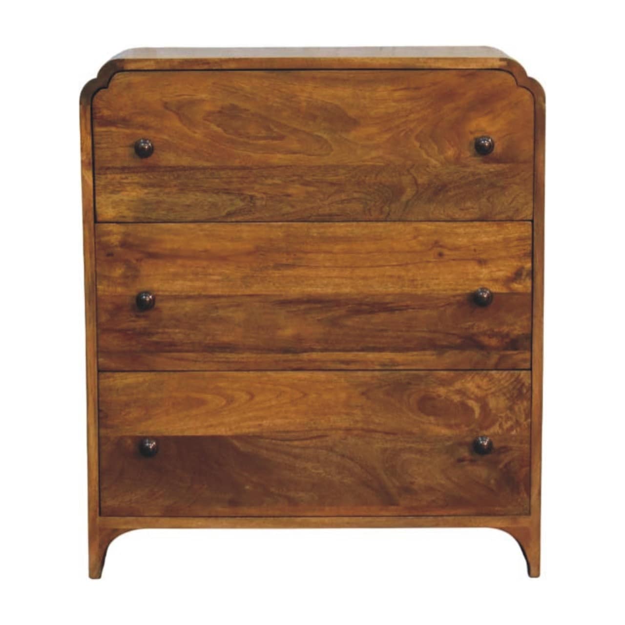 Artisan Furniture Solid Wood Scalloped Edge Chest, Brown