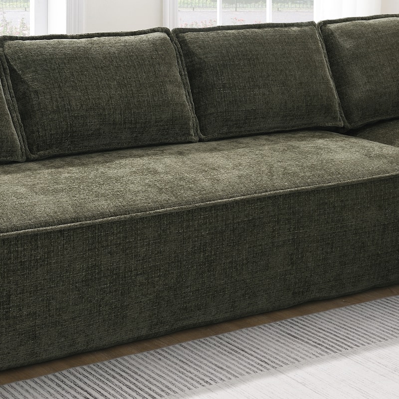 Oversized L-Shaped Modular Sectional Sofa, Wrinkle-Resistant Chenille 6 Seat Cloud Sofa, Full Compression Deep Seat Corner Sofa