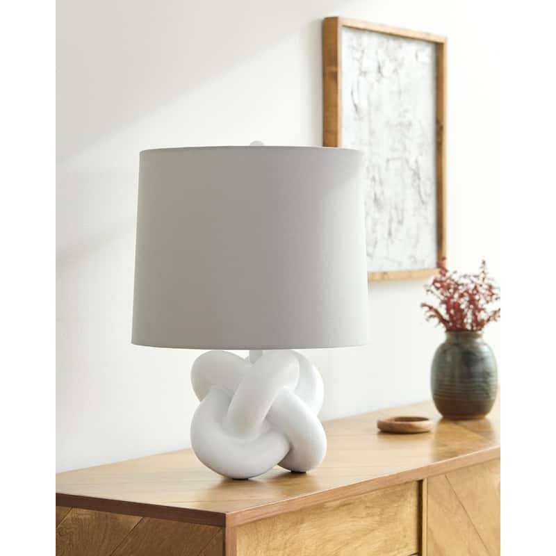 Livabliss Burkina Global Accent Table Lamp - 22"H x 15"W x 15"D - White