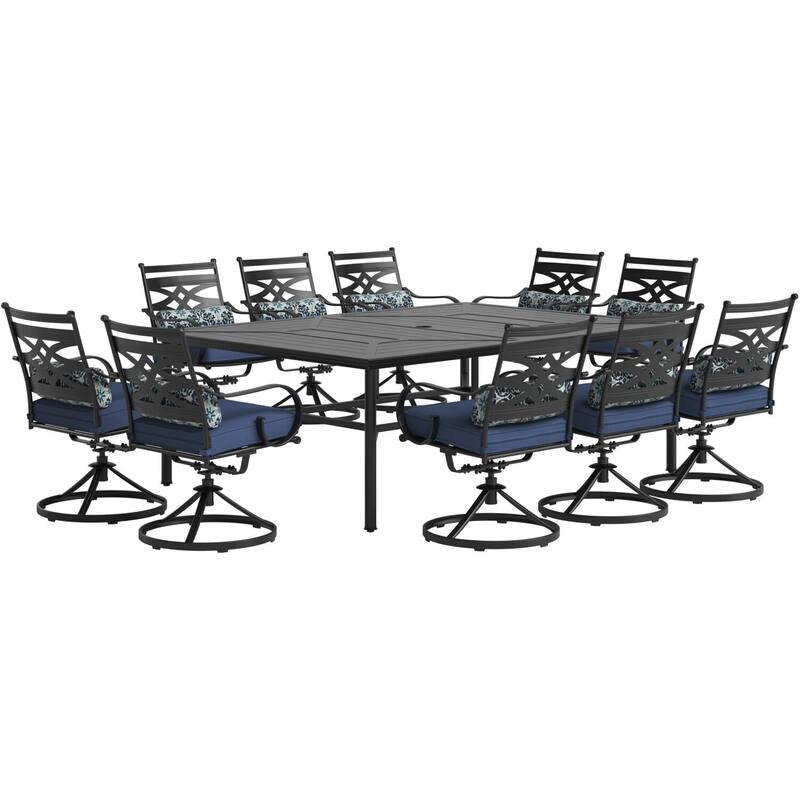 Hanover Montclair 11-Piece Navy Blue Dining Set