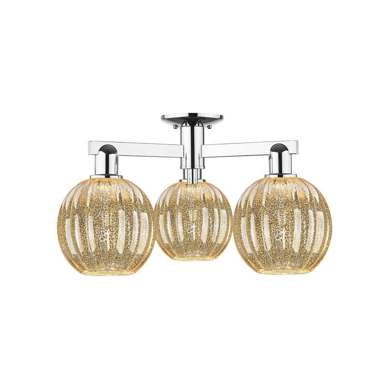 Innovations Lighting Downtown Urban - Preston - 3 Light 25" Globe Shade Semi-Flush Mount