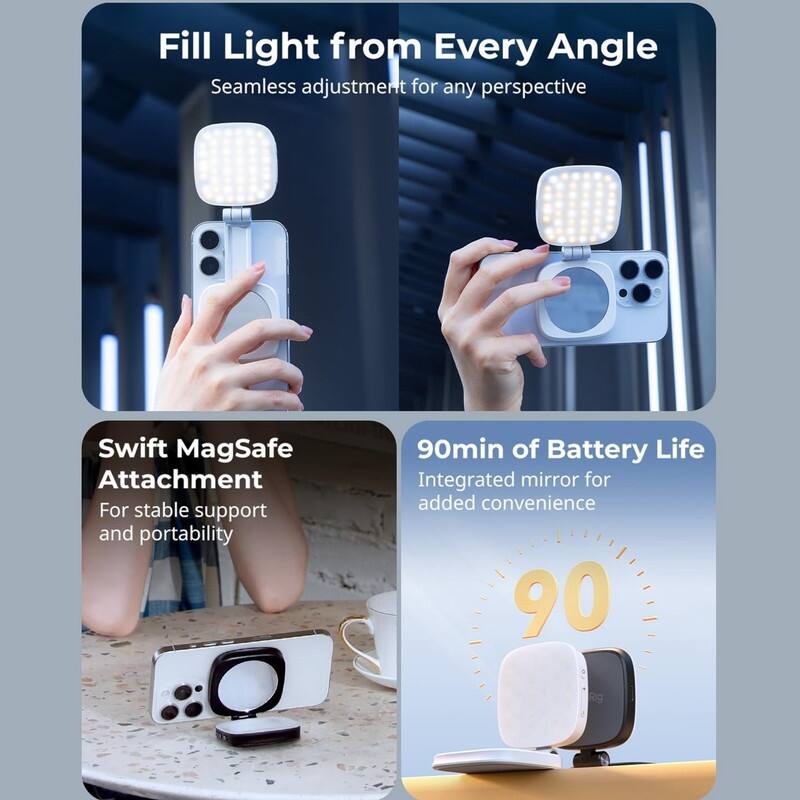 Folding LED Phone Fill Ring Lighting Magnetic Selfie Light