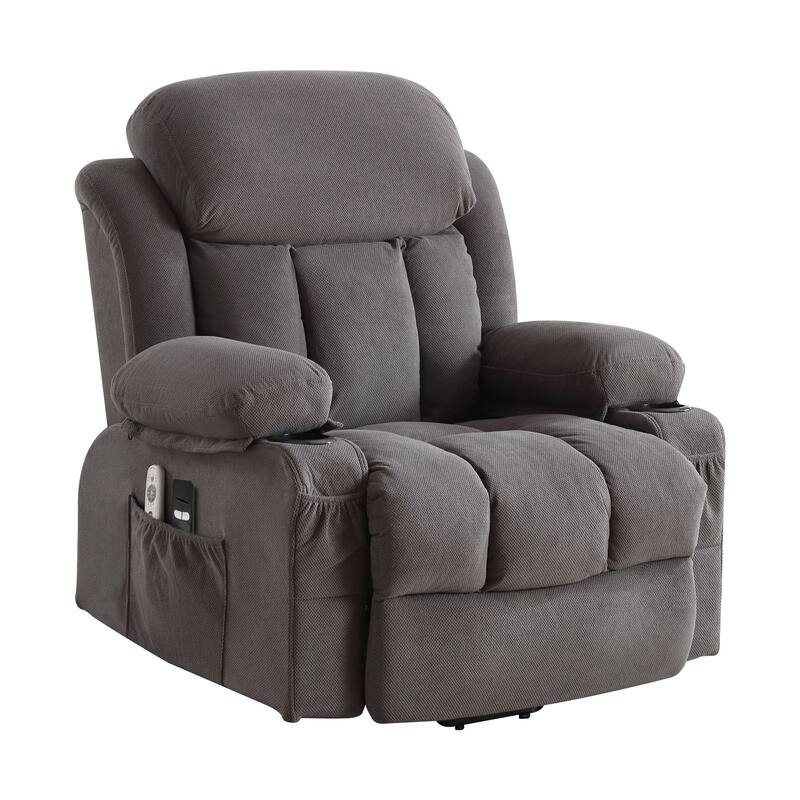 Power Lift Velvet Recliner Chair w/Heat and Massage & USB Charge Port