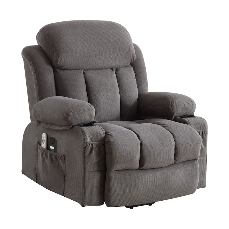 Swivel Rocker Recliner Chair with Vibration Massage & Heat, USB Port & Cup Holders for Living Room