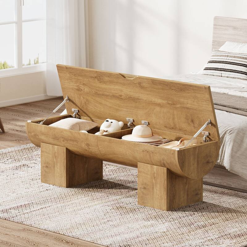 55" Farmhouse Shoe Bench with Flip-Top Storage