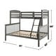 preview thumbnail 13 of 18, Slat Design Twin over Full Bunk Bed with Angled Ladder in Dark Walnut