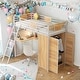 preview thumbnail 22 of 38, Modern Style Twin Size Loft bed with L-shape Desk and Wardrobe,4-step Ladder/Integrated Study Space