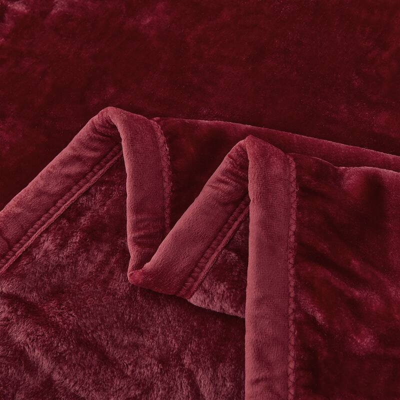 Thicken Reversible Solid Mink Fleece Blanket Fuzzy Cozy Bed Blanket for Couch Camping