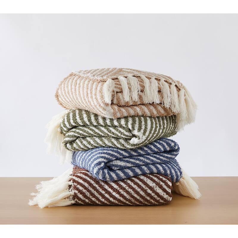 Brooklyn Loom Diagonal Chenille Stripe 50x70 Throw