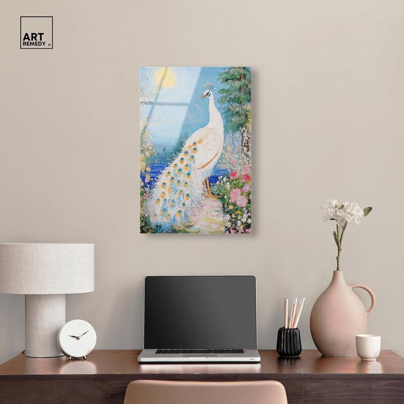 Peacock in Paradise Acrylic by Art Remedy, Ready to Hang