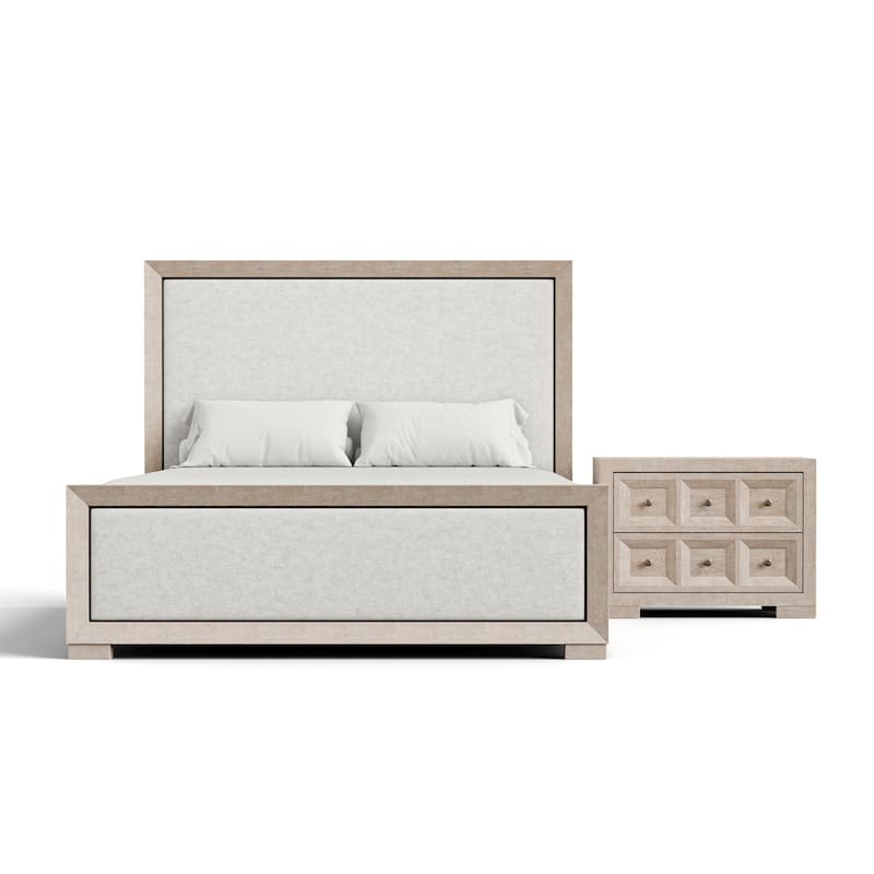 Furniture of America Durem II Modern 2-Piece Solid Wood Panel Bedroom Set with Oversized Nightstand